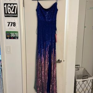 Backless full length prom dress